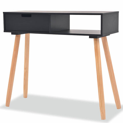 konsolbord massivt fyrretræ 80 x 30 x 72 cm sort