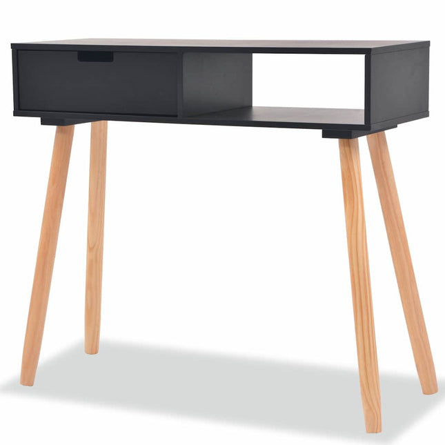 konsolbord massivt fyrretræ 80 x 30 x 72 cm sort