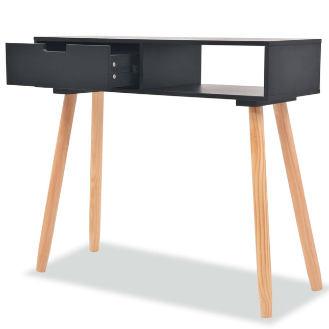 konsolbord massivt fyrretræ 80 x 30 x 72 cm sort