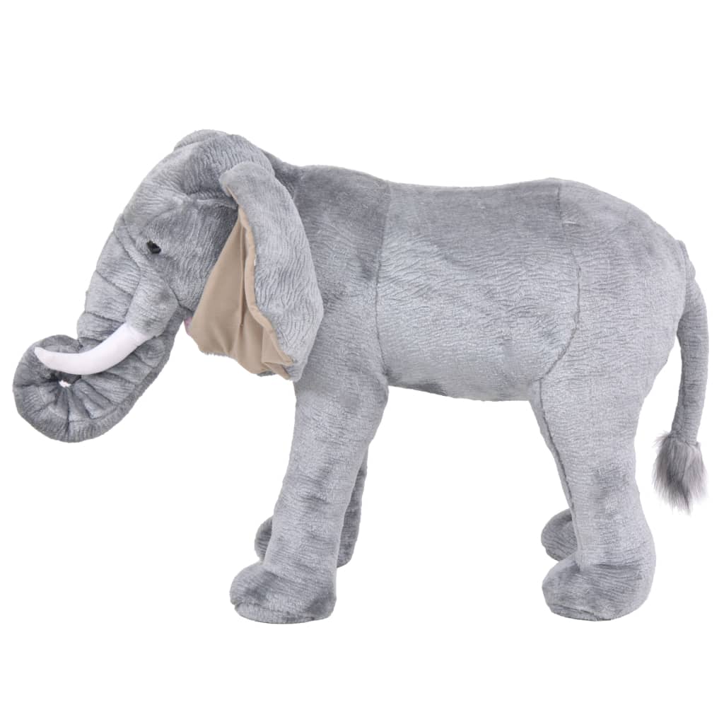 stående tøjdyr elefant plysstof XXL grå