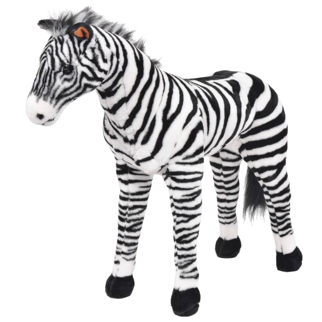 stående tøjdyr zebra plysstof XXL sort og hvid
