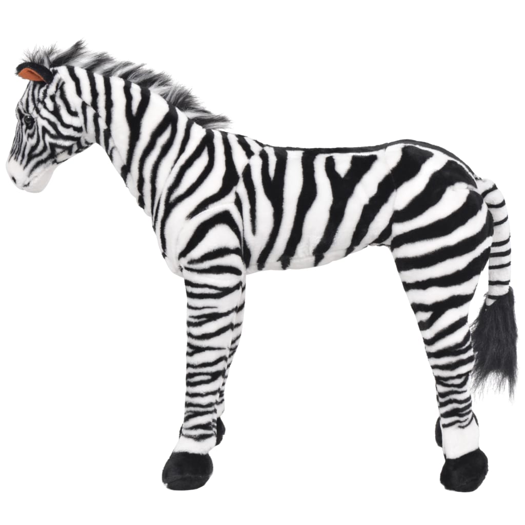 stående tøjdyr zebra plysstof XXL sort og hvid