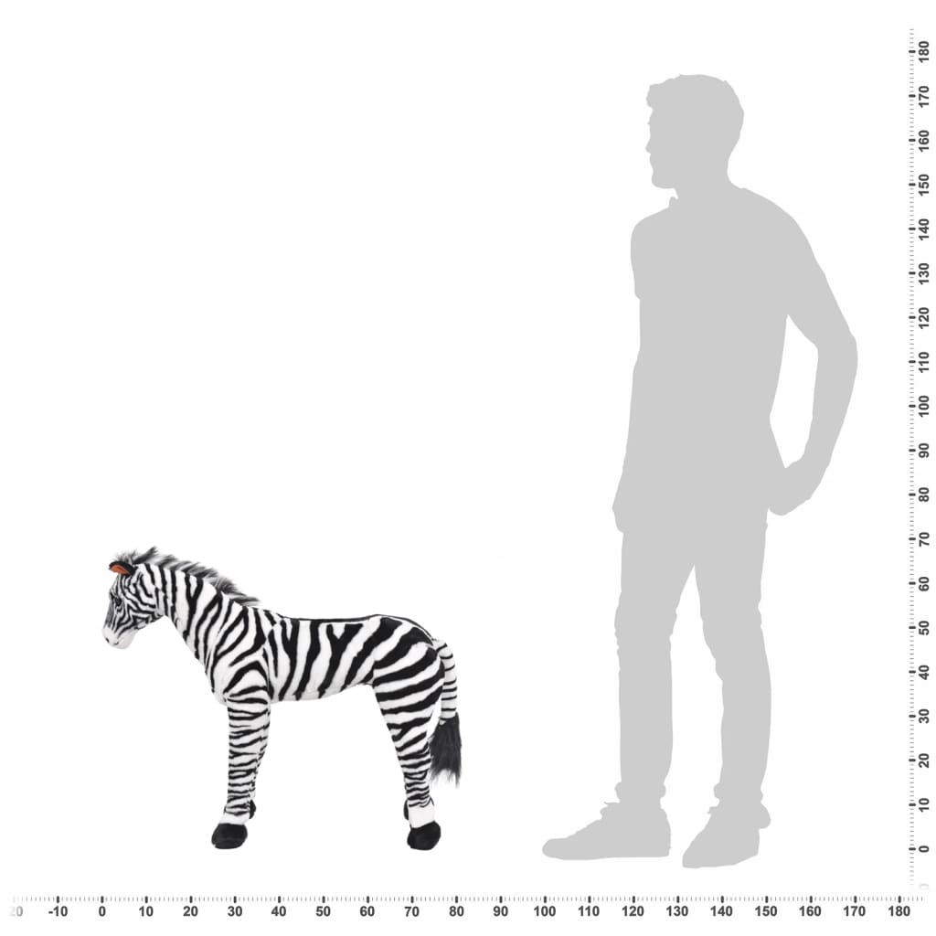 stående tøjdyr zebra plysstof XXL sort og hvid