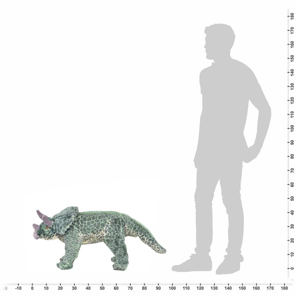 stående tøjdyr triceratops plysstof XXL grøn
