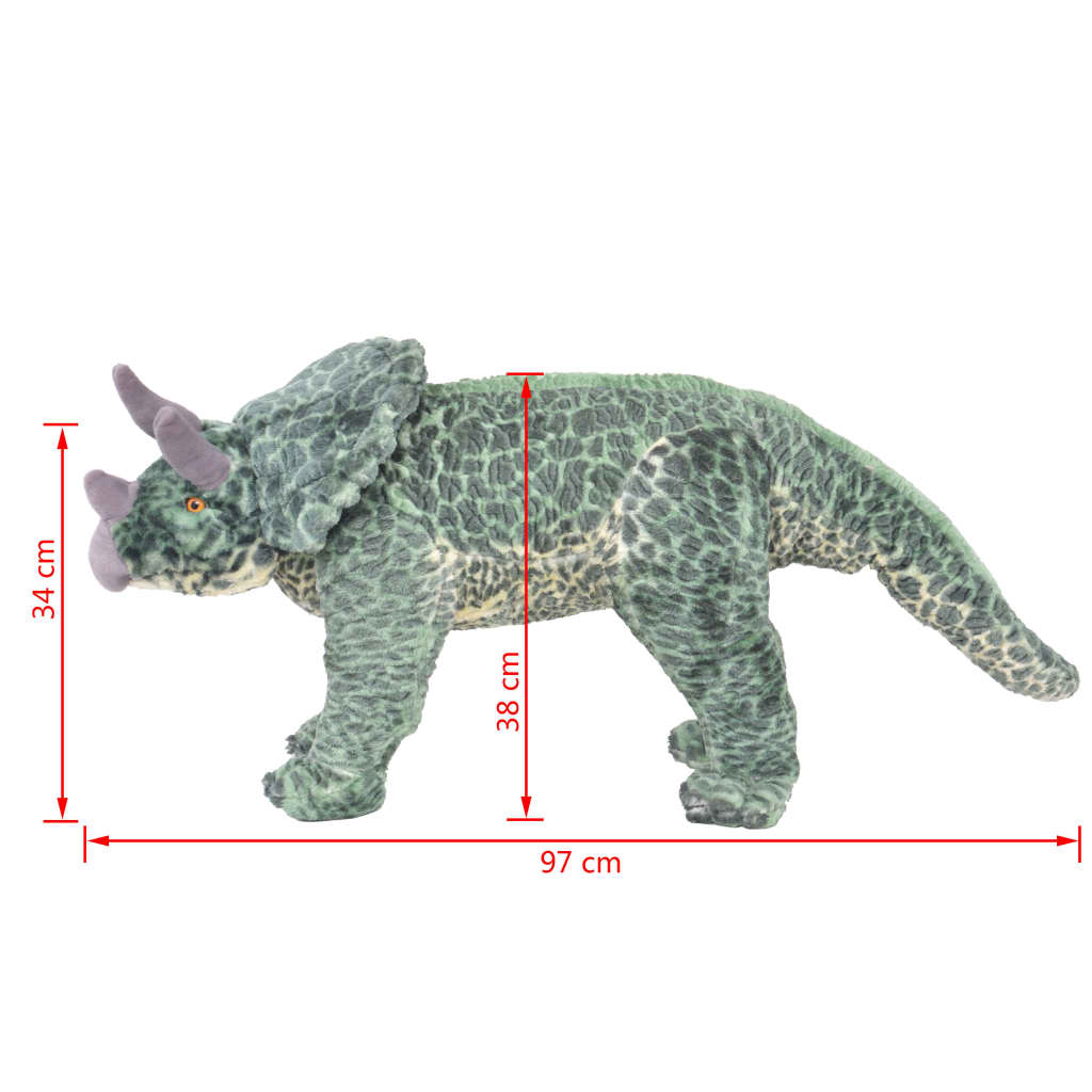 stående tøjdyr triceratops plysstof XXL grøn