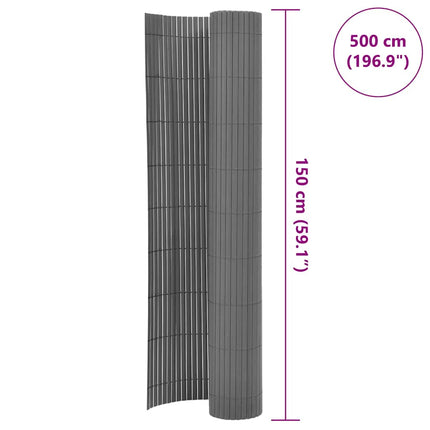 dobbeltsidet havehegn PVC 150 x 500 cm grå