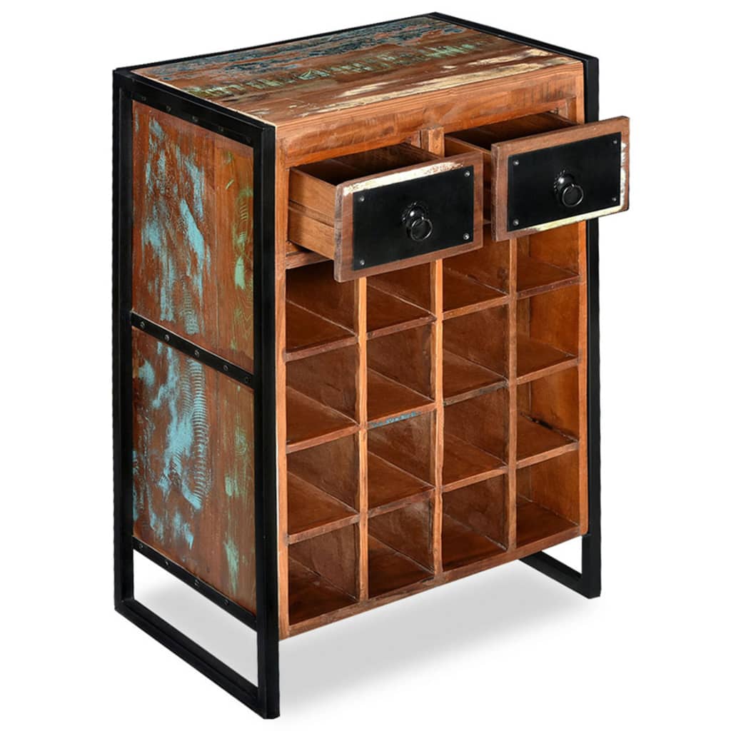 vinreol til 16 flasker massivt genbrugstræ