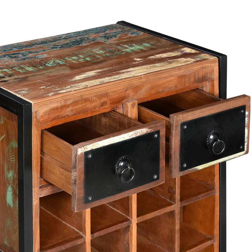 vinreol til 16 flasker massivt genbrugstræ