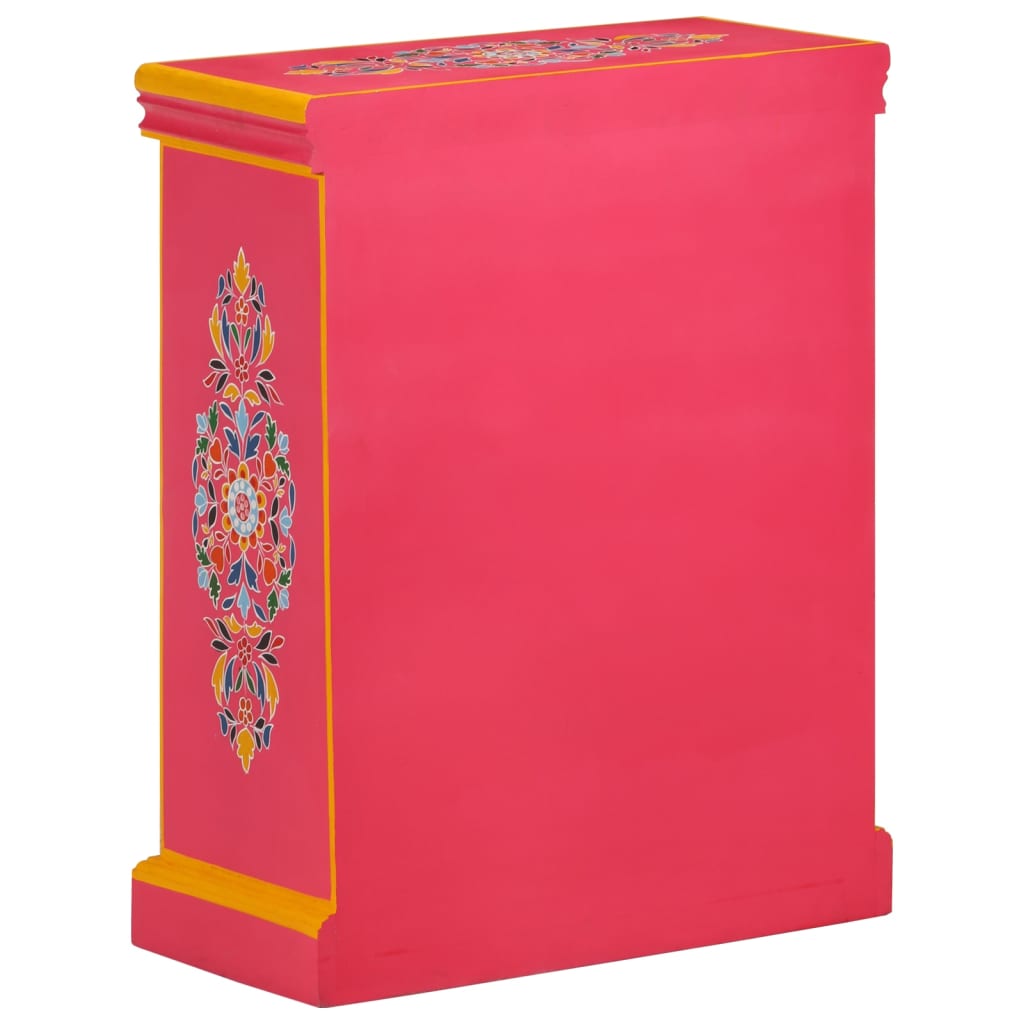 skænk i massivt mangotræ lyserød håndmalet