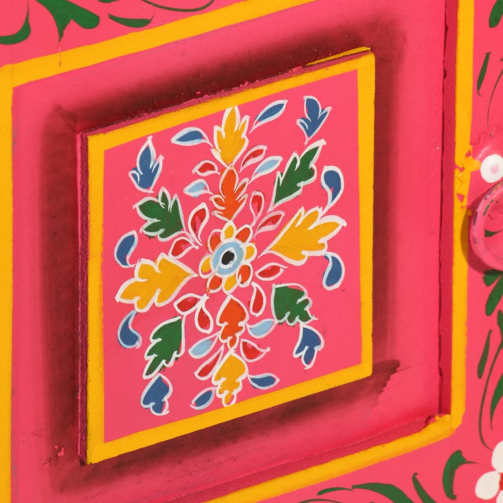 skænk i massivt mangotræ lyserød håndmalet