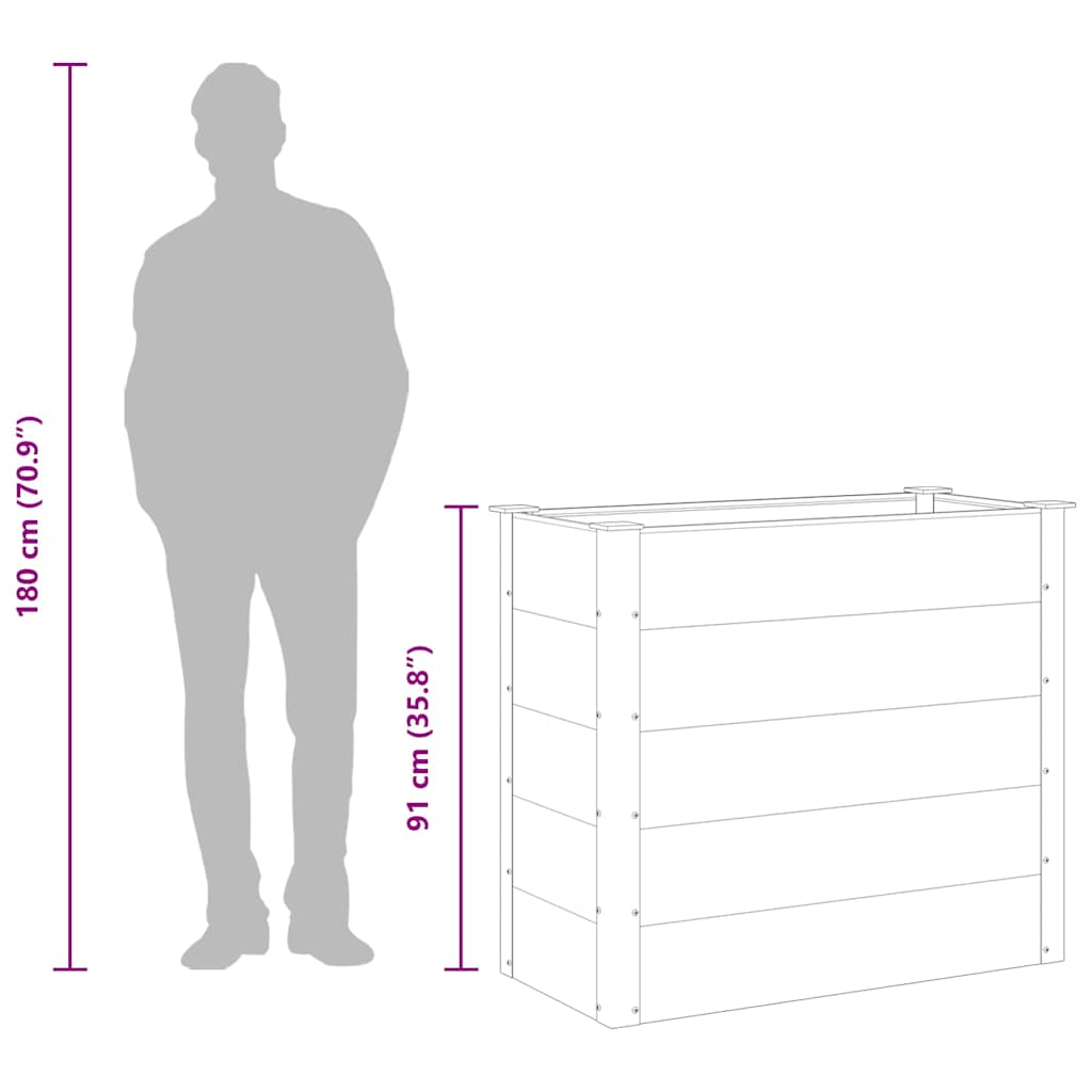 højbed 100x50x91 cm grå WPC