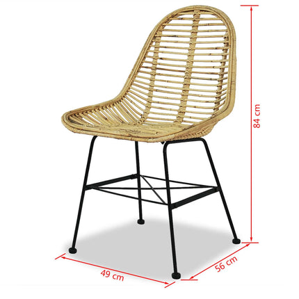 spisebordsstole 2 stk. naturligt rattan