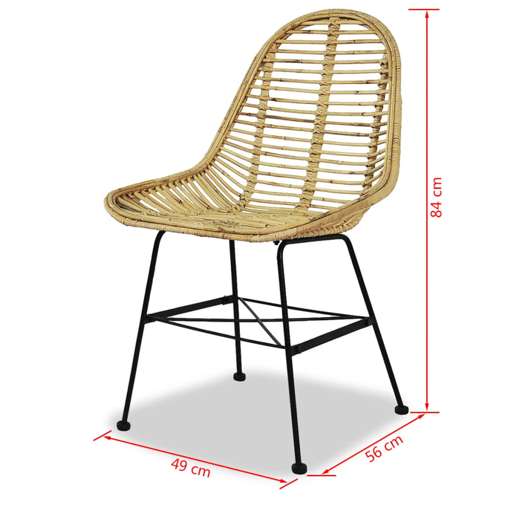 spisebordsstole 2 stk. naturligt rattan