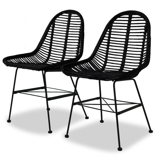 spisebordsstole 2 stk. naturligt rattan sort