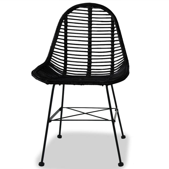 spisebordsstole 2 stk. naturligt rattan sort