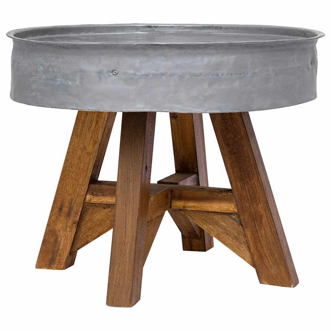 sofabord 60x45 cm blandet genbrugstræ sølvfarvet