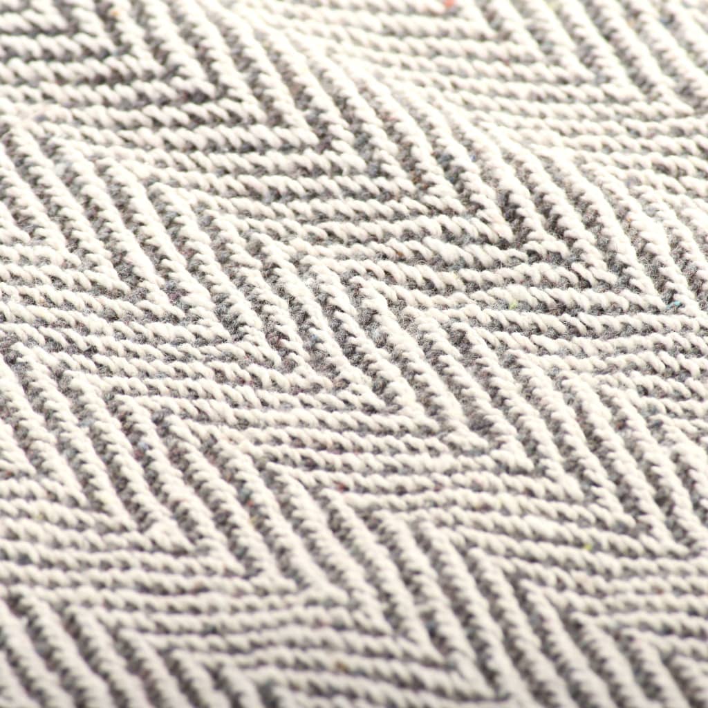 plaid bomuld sildebensmønstret 160 x 210 cm grå