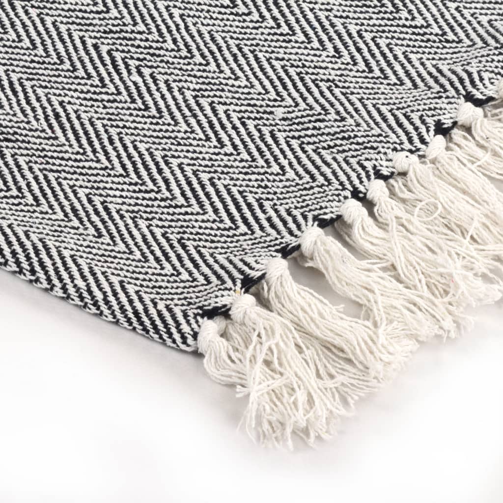 plaid 160x210 cm bomuld sildebensmønster marineblå