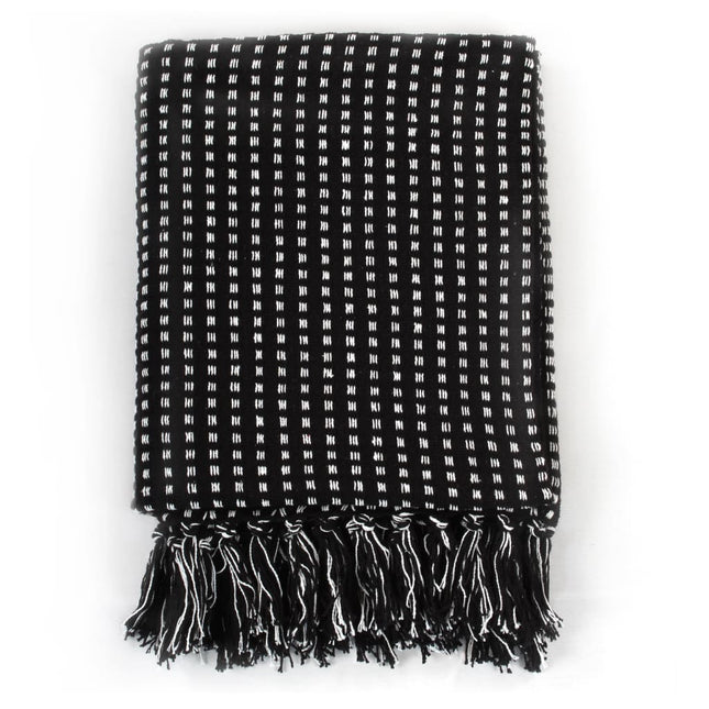 plaid 125x150 cm bomuld firkanter sort