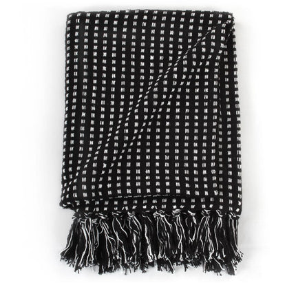 plaid 125x150 cm bomuld firkanter sort