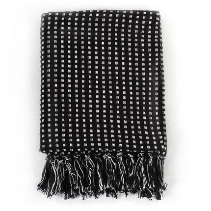 plaid 160x210 cm bomuld firkanter sort