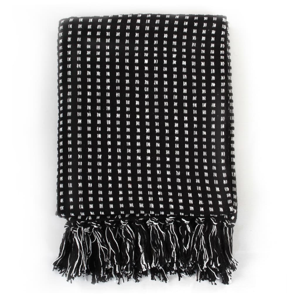 plaid 160x210 cm bomuld firkanter sort