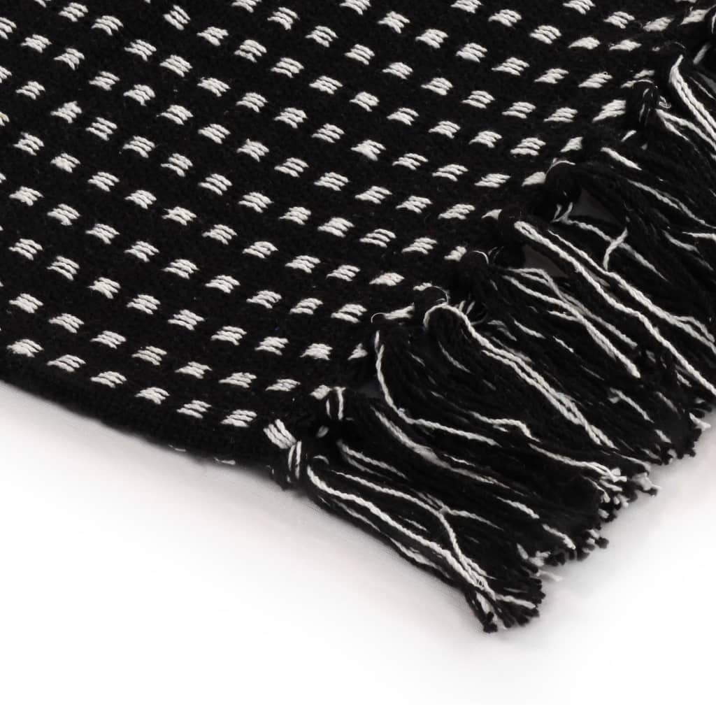 plaid 160x210 cm bomuld firkanter sort
