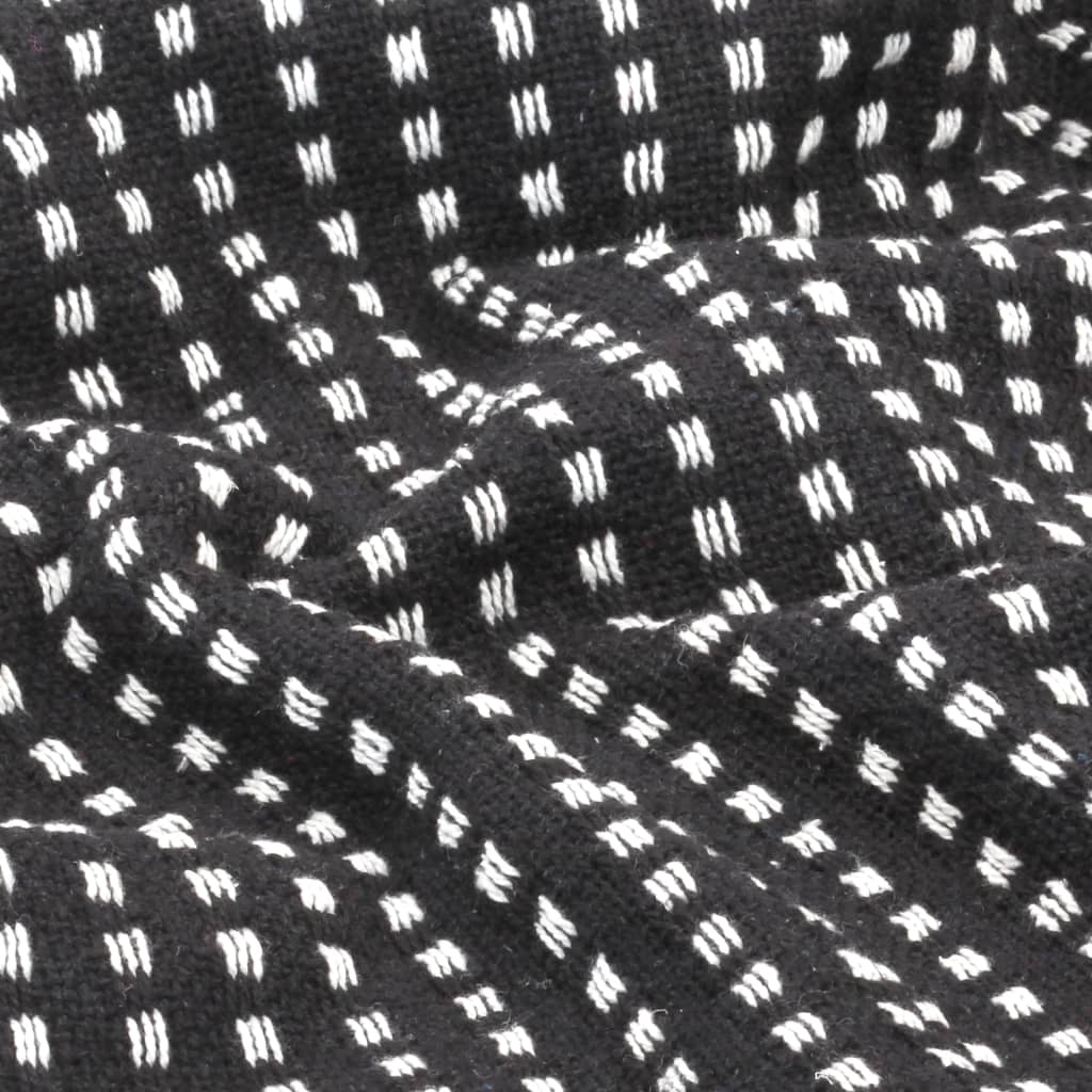 plaid 160x210 cm bomuld firkanter sort