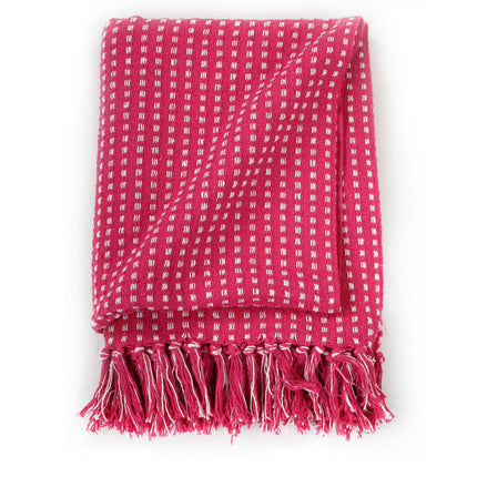 plaid 160x210 cm bomuld firkanter lyserød