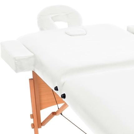 sammenfoldeligt massagebord 2 zoner 10 cm tyk hynde hvid