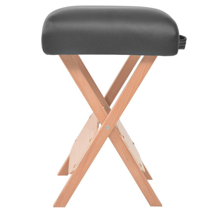 foldbart massagebord med skammel 3 zoner 10 cm tyk sort