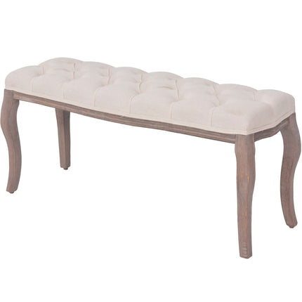 bænk lærred massivt træ 110 x 38 x 48 cm cremehvid