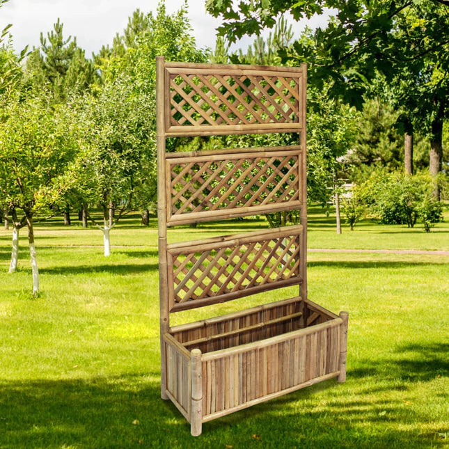 forhøjet plantekasse til haven med espalier 70 cm bambus