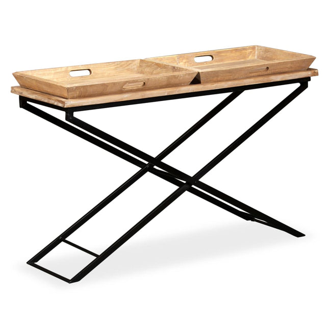 konsolbord solidt mangotræ 130 x 40 x 80 cm