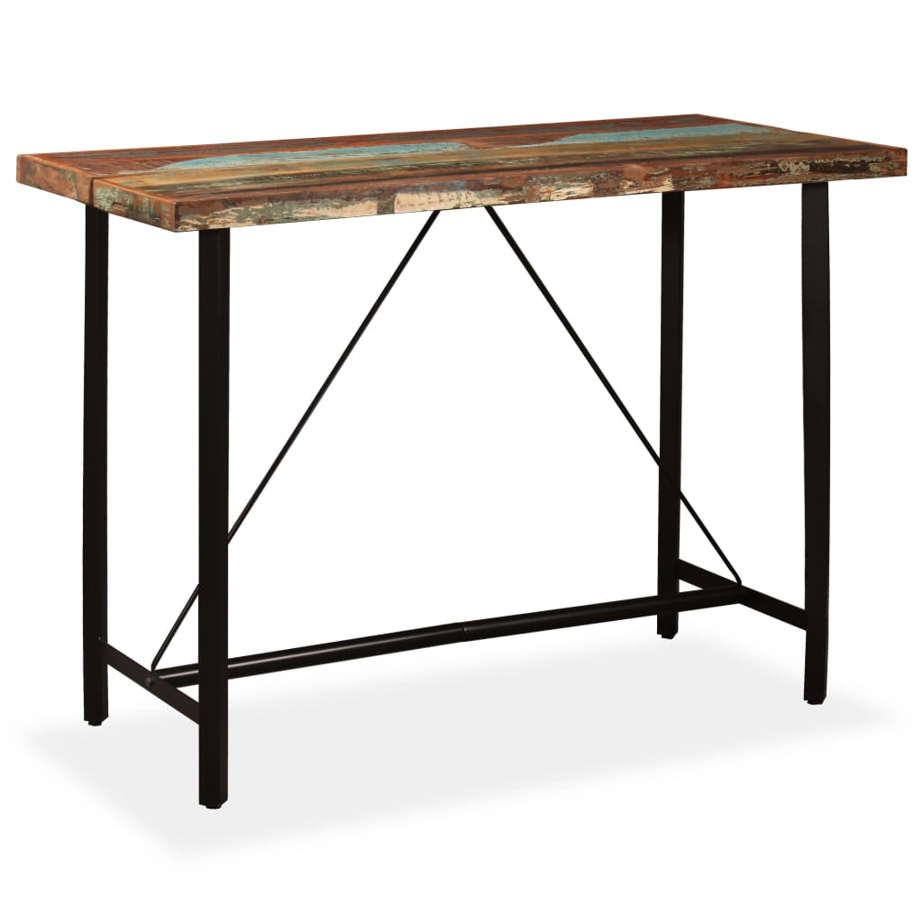 Barbord 150 × 70 × 107 cm i massivt genbrugstræ - industrielt design