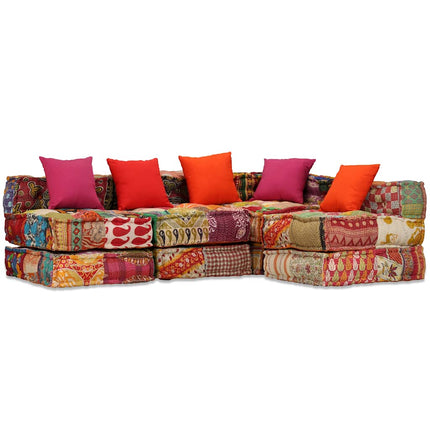 4-personers modulpuf stof patchwork