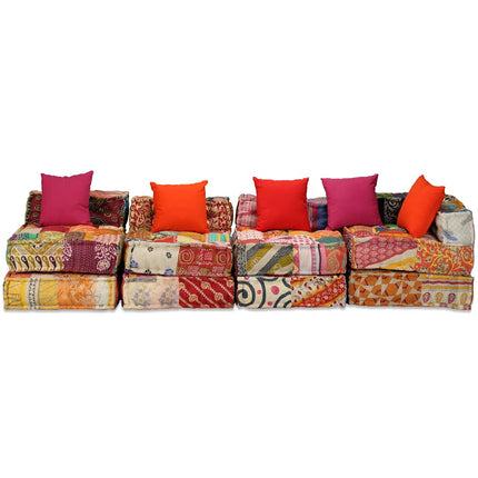 4-personers modulpuf stof patchwork