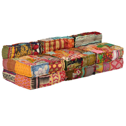 3-personers modulpuf stof patchwork