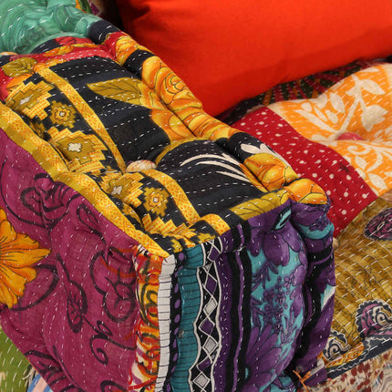 2-personers modulpuf stof patchwork