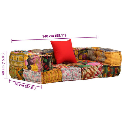 2-personers modulpuf stof patchwork