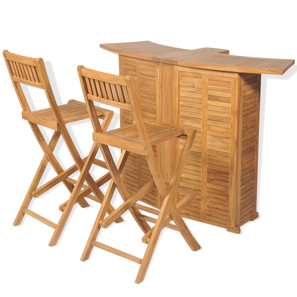 bistrost 3 dele foldbare stole massivt teaktr
