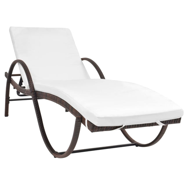 liggestole 2 stk. med bord polyrattan brun