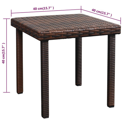 liggestole 2 stk. med bord polyrattan brun