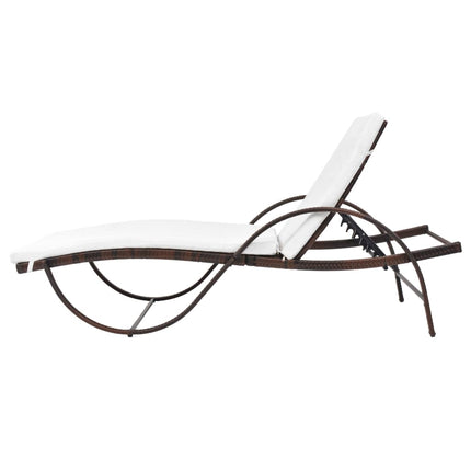 liggestole 2 stk. med bord polyrattan brun
