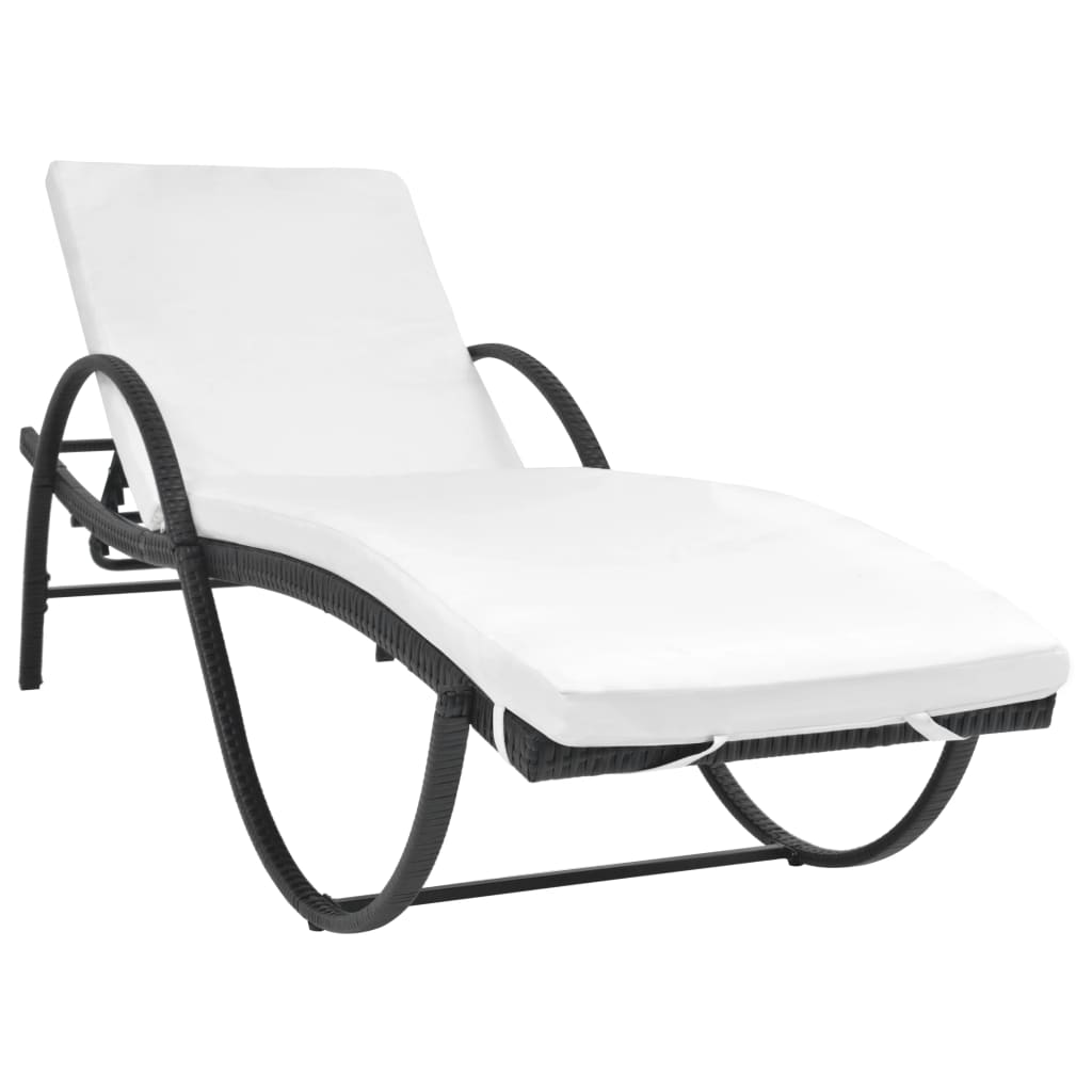 liggestole 2 stk. med bord polyrattan sort