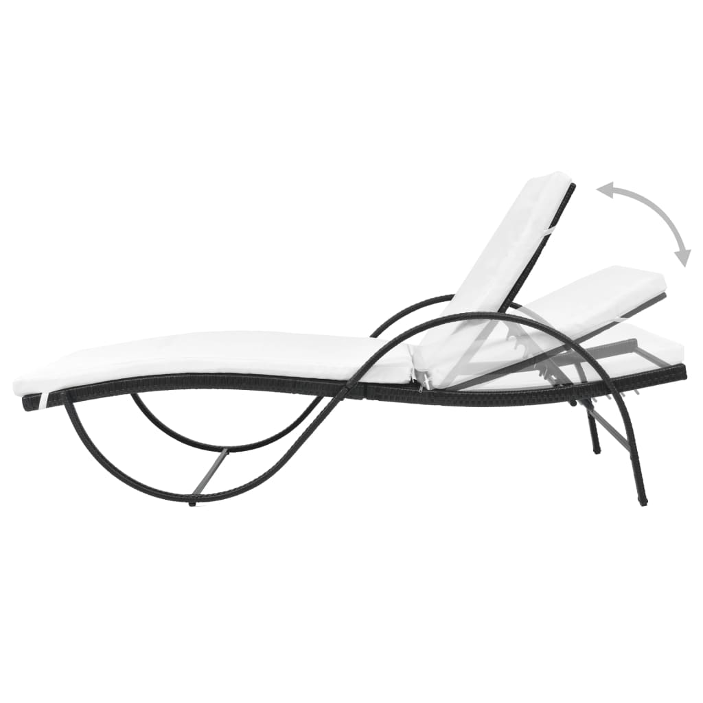 liggestole 2 stk. med bord polyrattan sort