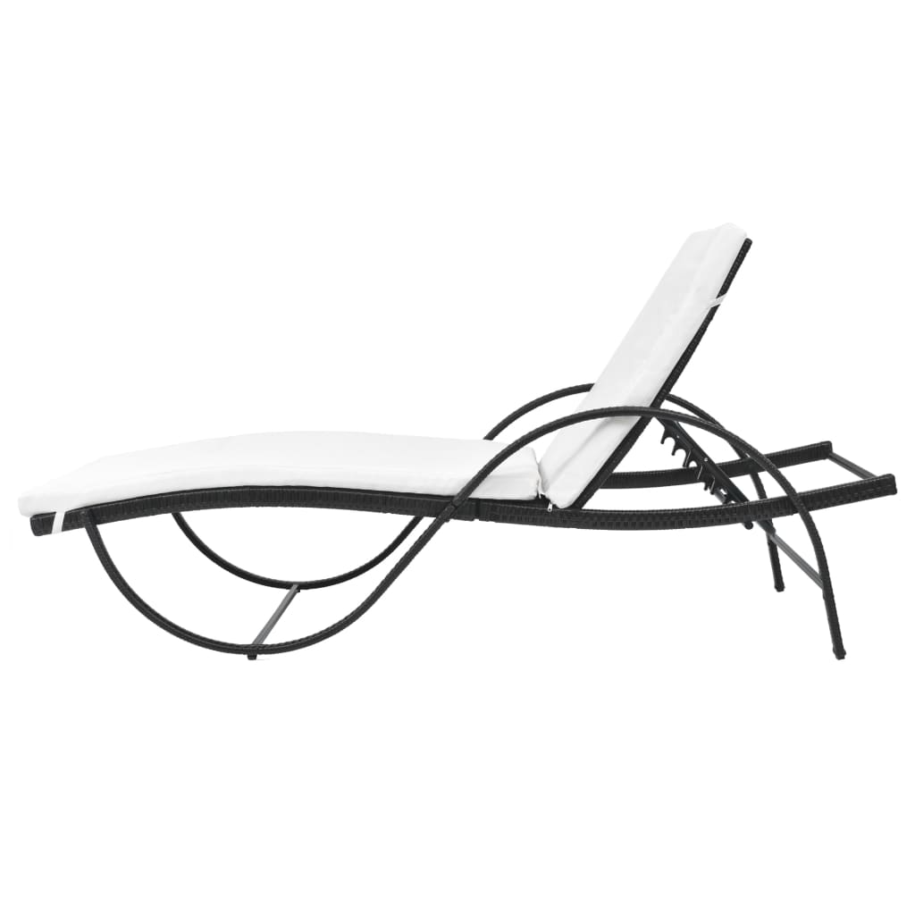 liggestole 2 stk. med bord polyrattan sort