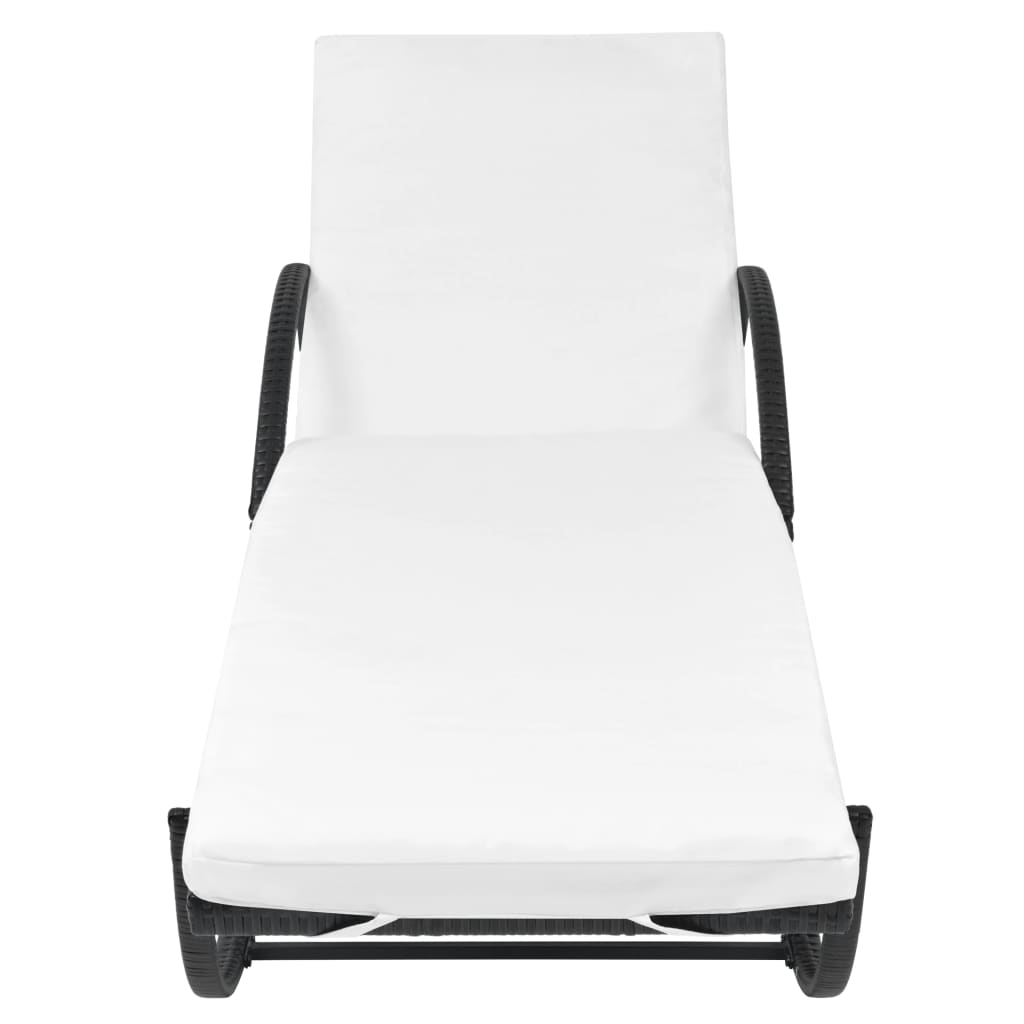 liggestole 2 stk. med bord polyrattan sort