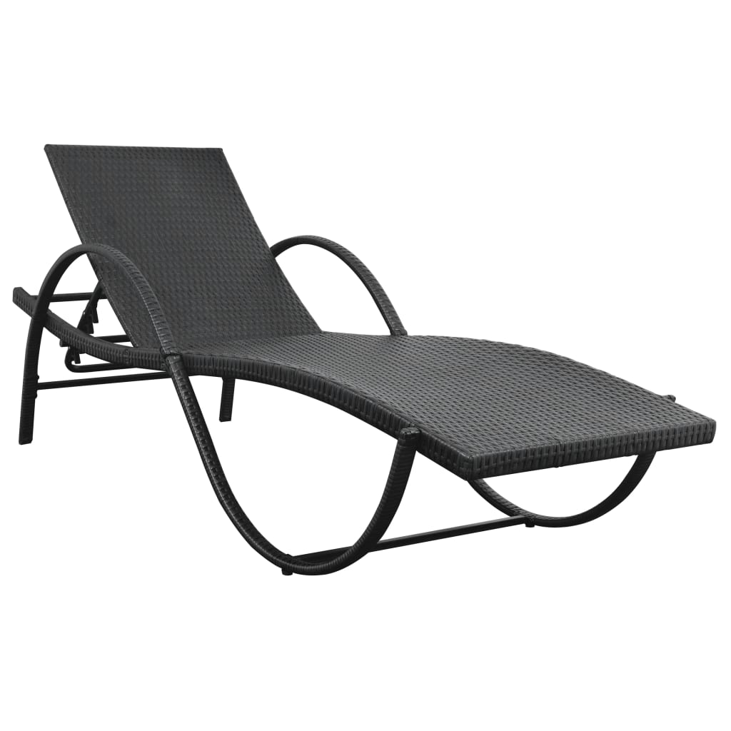 liggestole 2 stk. med bord polyrattan sort