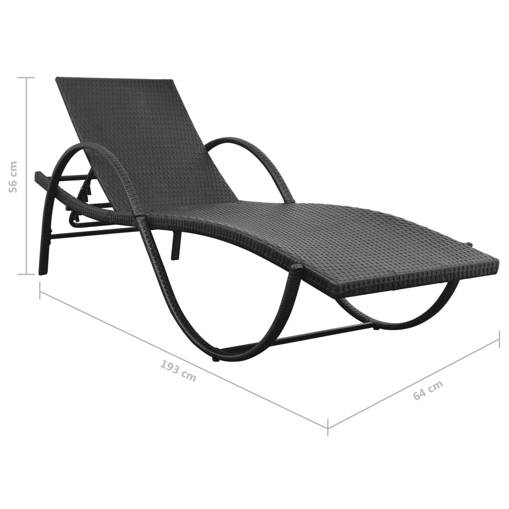 liggestole 2 stk. med bord polyrattan sort